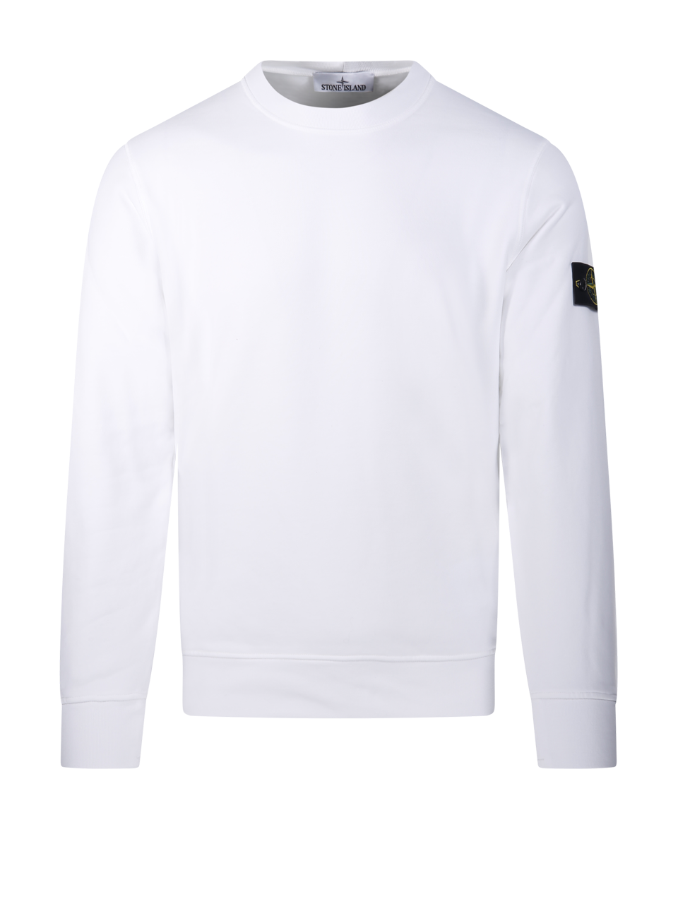 MEN STONE ISLAND WHITE COTTON ROUND NECK SWEATSHIRT