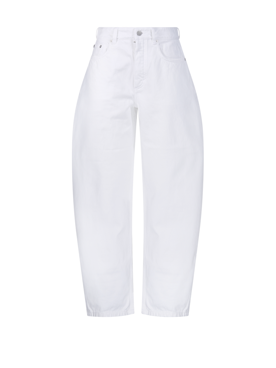 WOMAN ALAIA WHITE COTTON ROUND PANT DENIM