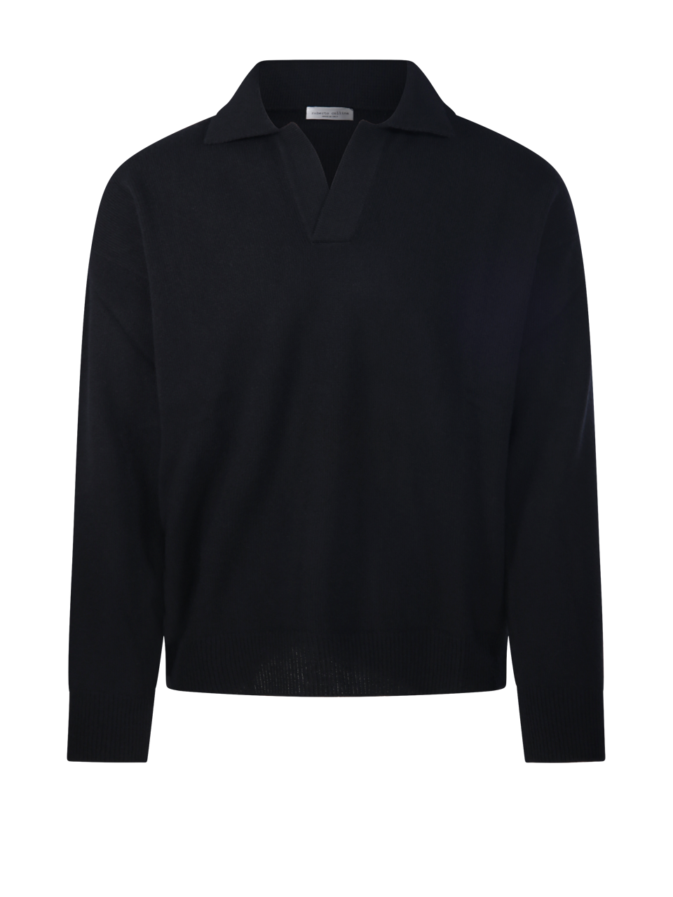 UOMO ROBERTO COLLINA POLO SKIPPER IN LANA MERINO NERA 