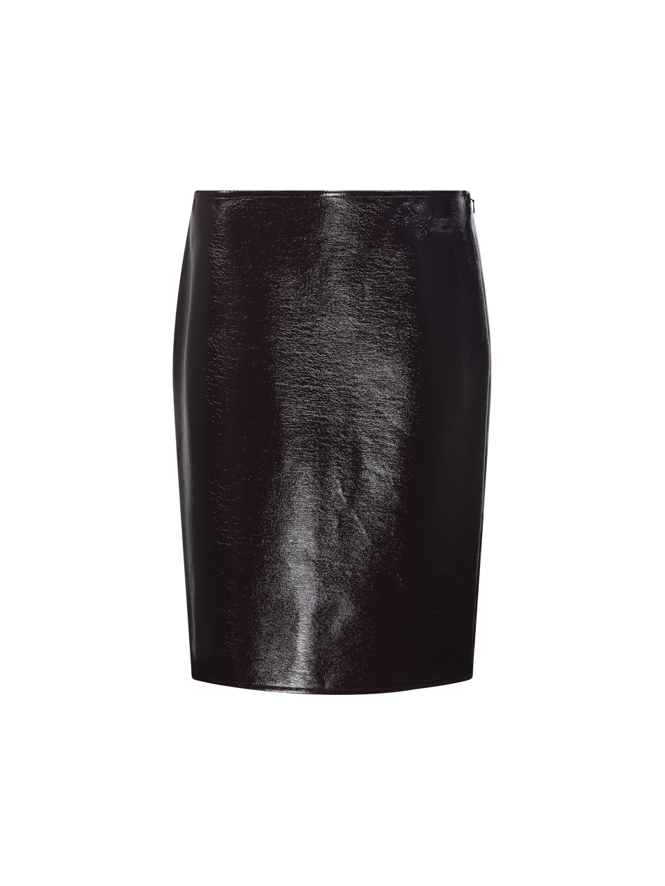WOMAN COURREGES BORDEAUX COTTON VINYL KNEE-LENGTH SKIRT