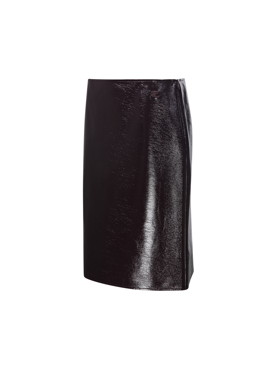 WOMAN COURREGES BORDEAUX COTTON VINYL KNEE-LENGTH SKIRT