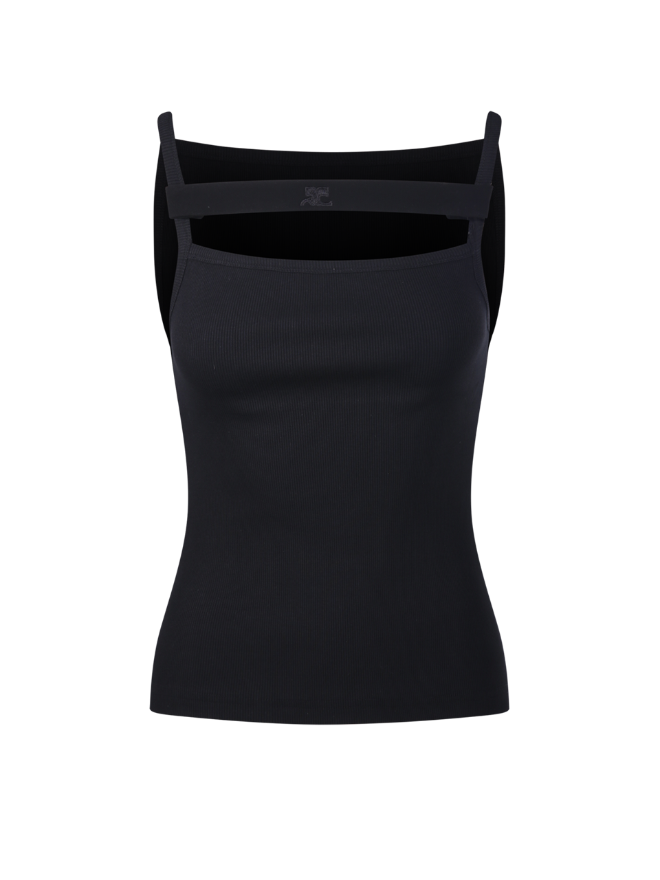WOMAN COURREGES BLACK POLYESTER 90`S RIB STRAP TANK TOP