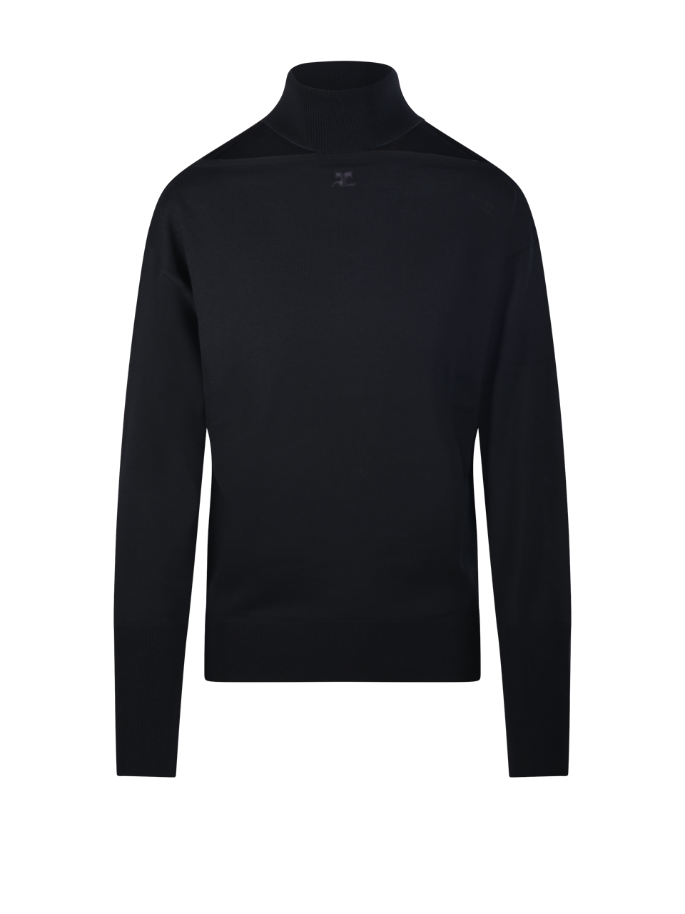 WOMAN COURREGES BLACK MERINO WOOL CUT OUT SWEATER