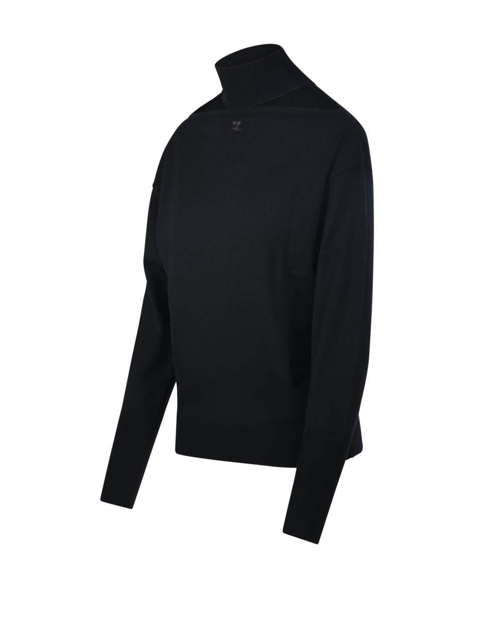 WOMAN COURREGES BLACK MERINO WOOL CUT OUT SWEATER