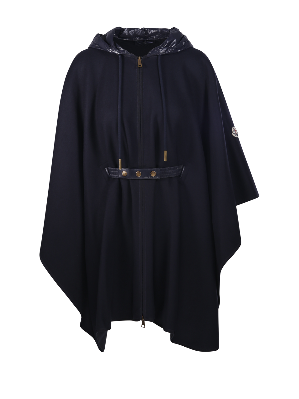 WOMAN MONCLER BLUE WOOL CAPE