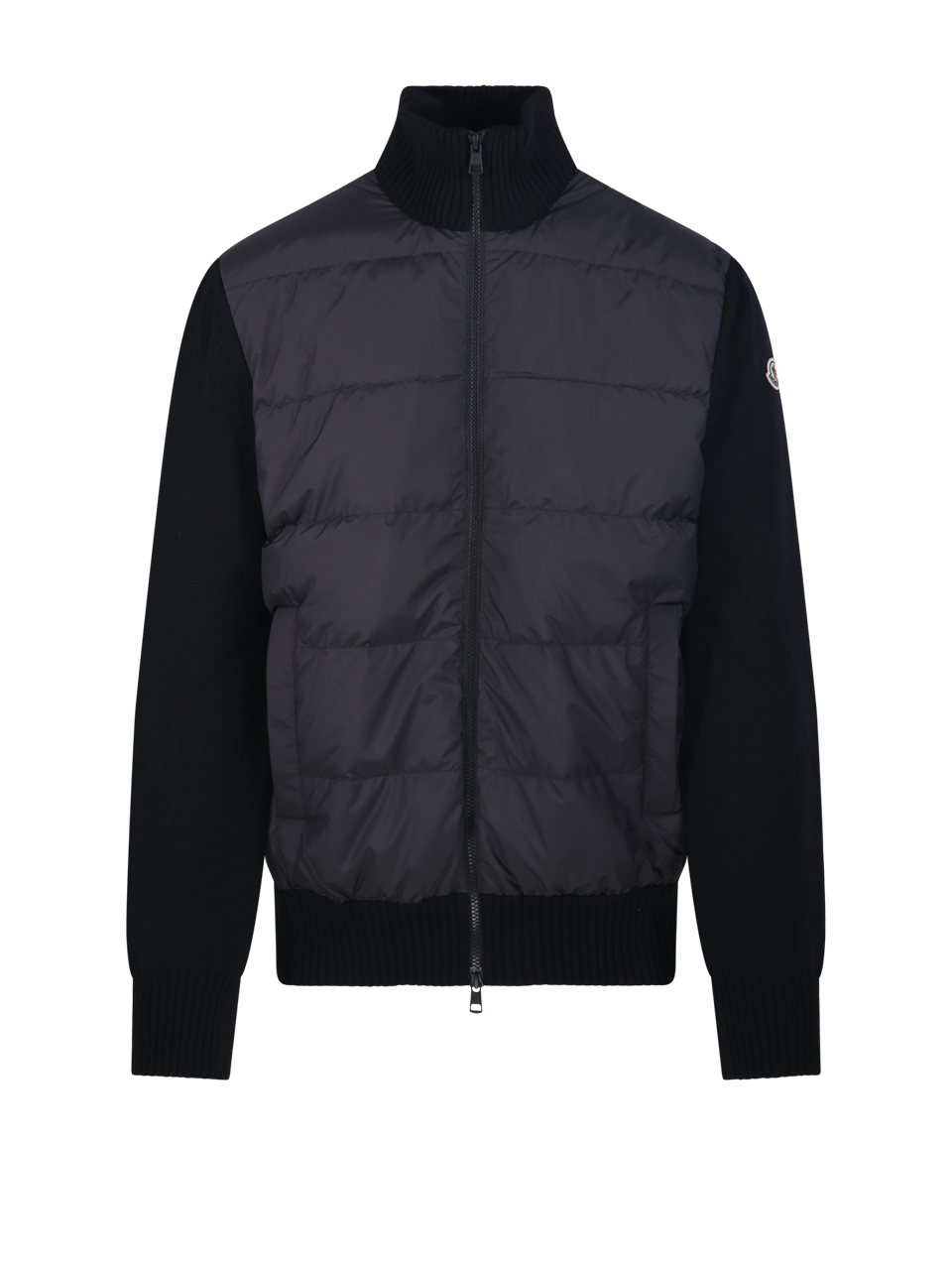MEN MONCLER BLACK VIRGIN WOOL CARDIGAN DOWN JACKET 