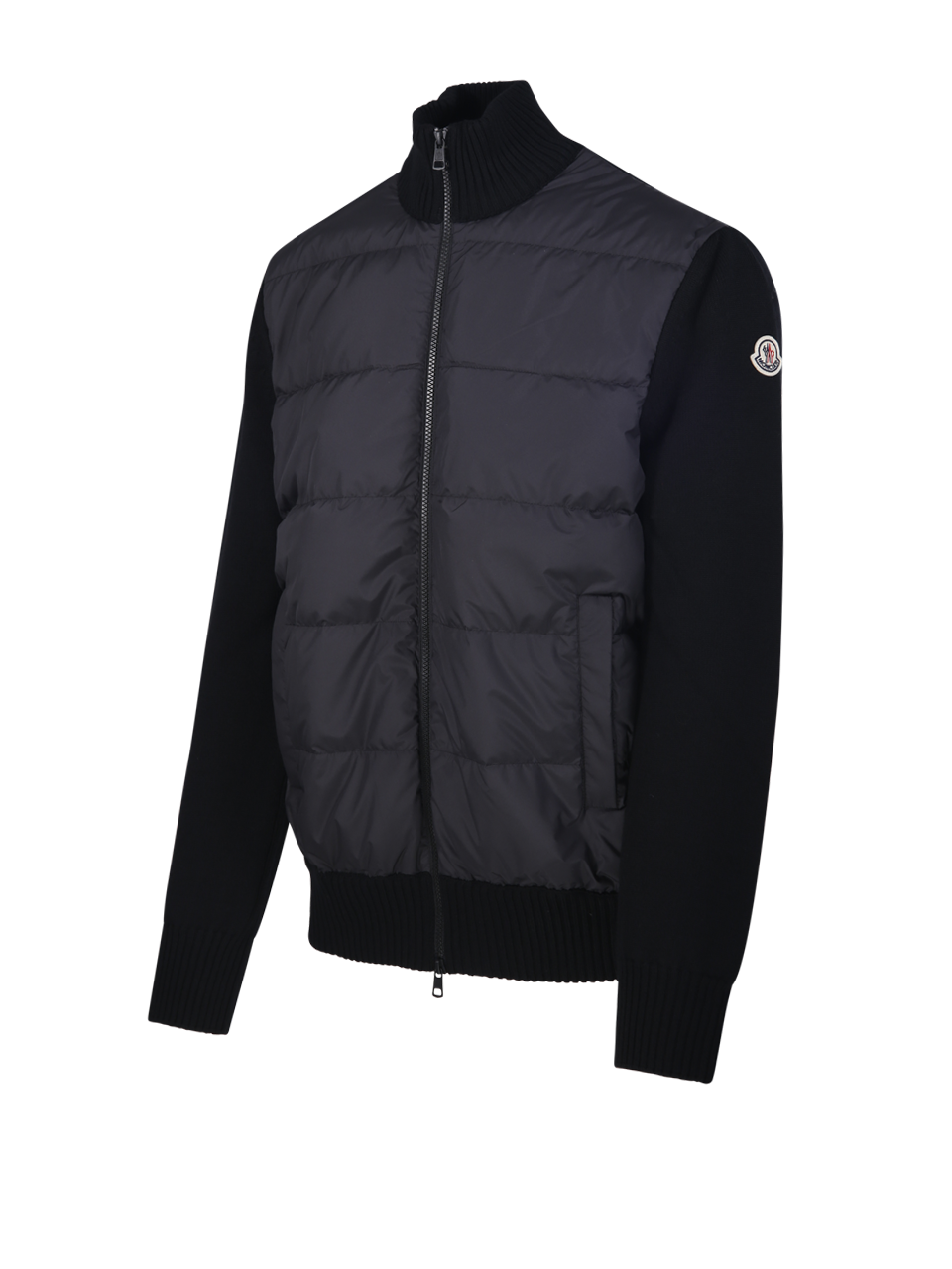 MEN MONCLER BLACK VIRGIN WOOL CARDIGAN DOWN JACKET 
