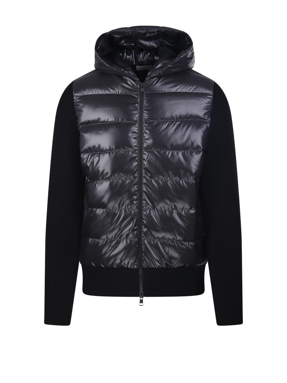 MEN MONCLER BLACK VIRGIN WOOL CARDIGAN DOWN JACKET 