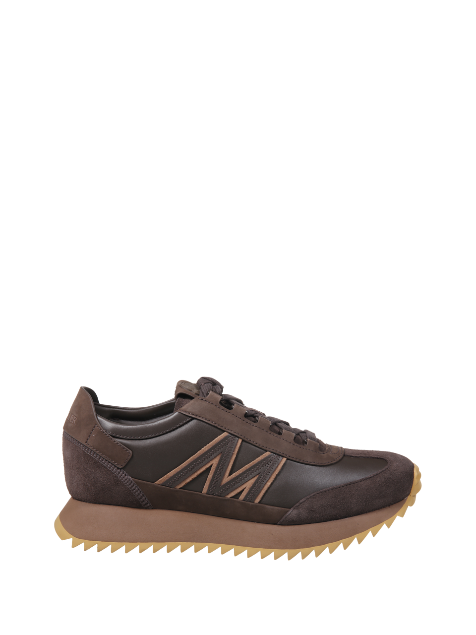 MEN MONCLER BROWN LEATHER PACEY2 LOW TOP SNEAKER