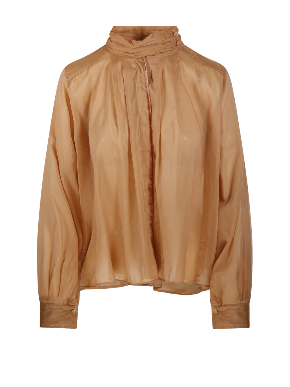WOMAN FORTE FORTE ORANGE COTTON TURTLENECK BOHEMIAN SHIRT