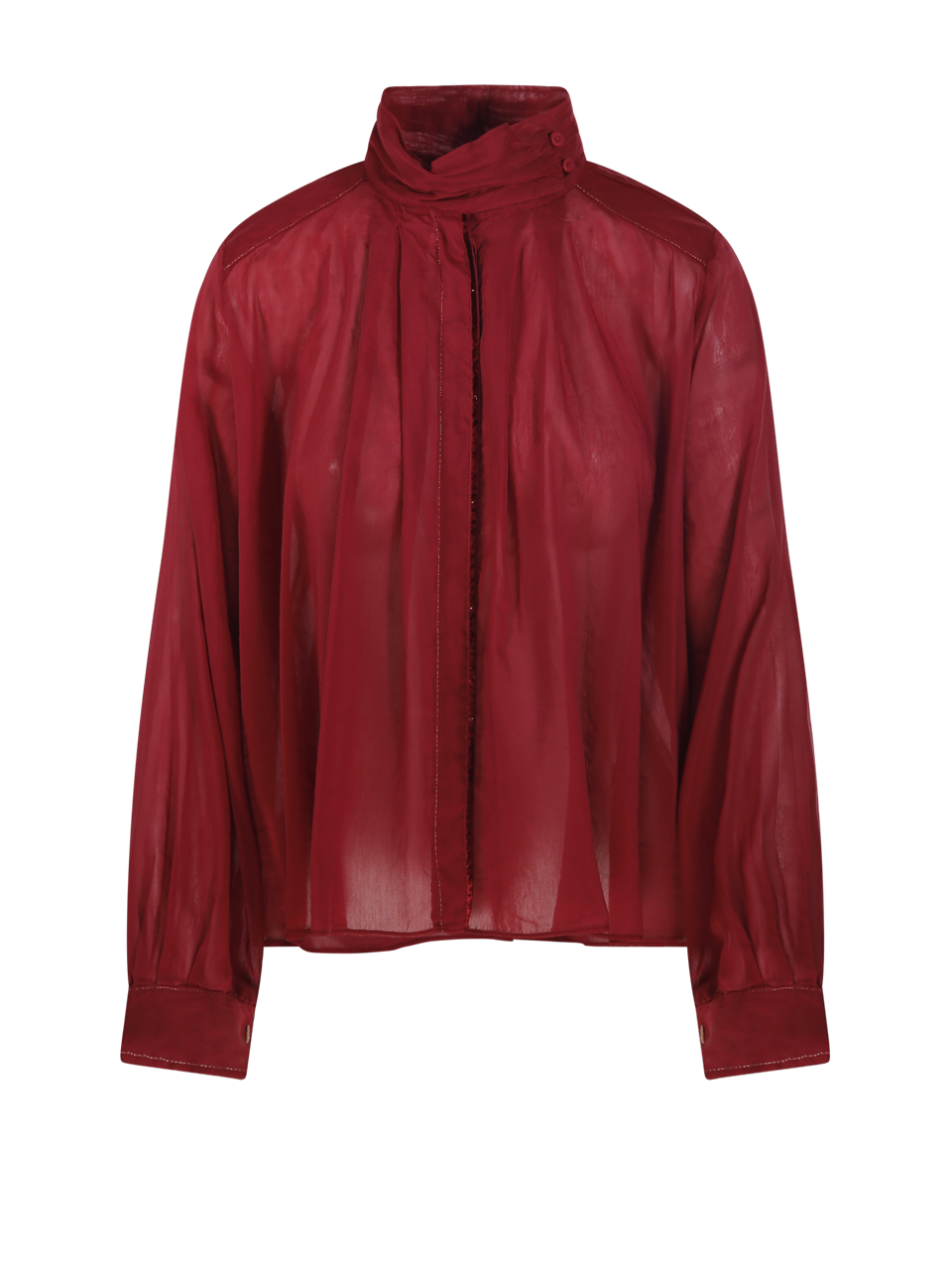 WOMAN FORTE FORTE RED COTTON TURTLENECK BOHEMIAN SHIRT