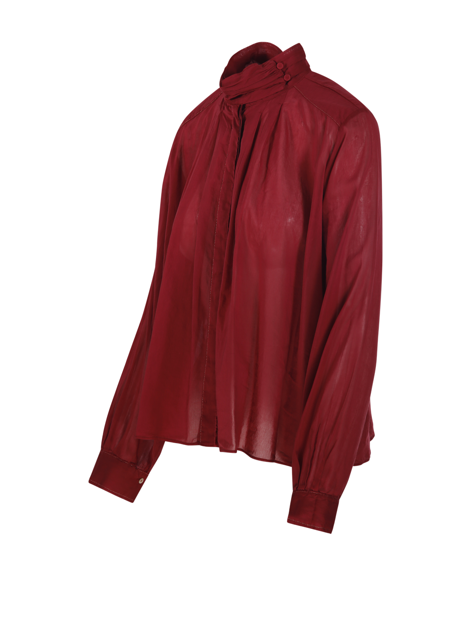 WOMAN FORTE FORTE RED COTTON TURTLENECK BOHEMIAN SHIRT