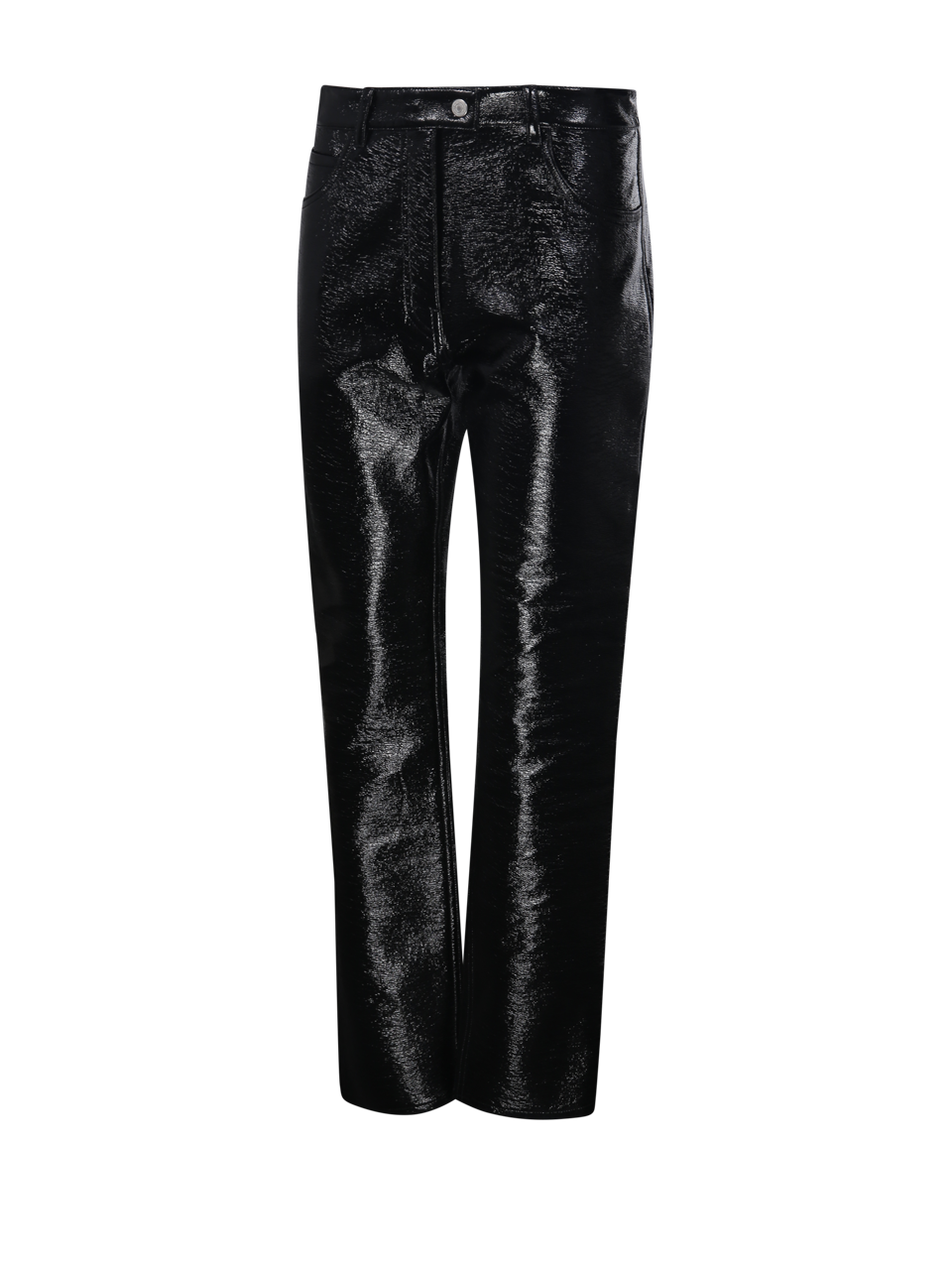 WOMAN COURREGES BLACK COTTON REEDITION 5 POCKET VINYL PANT
