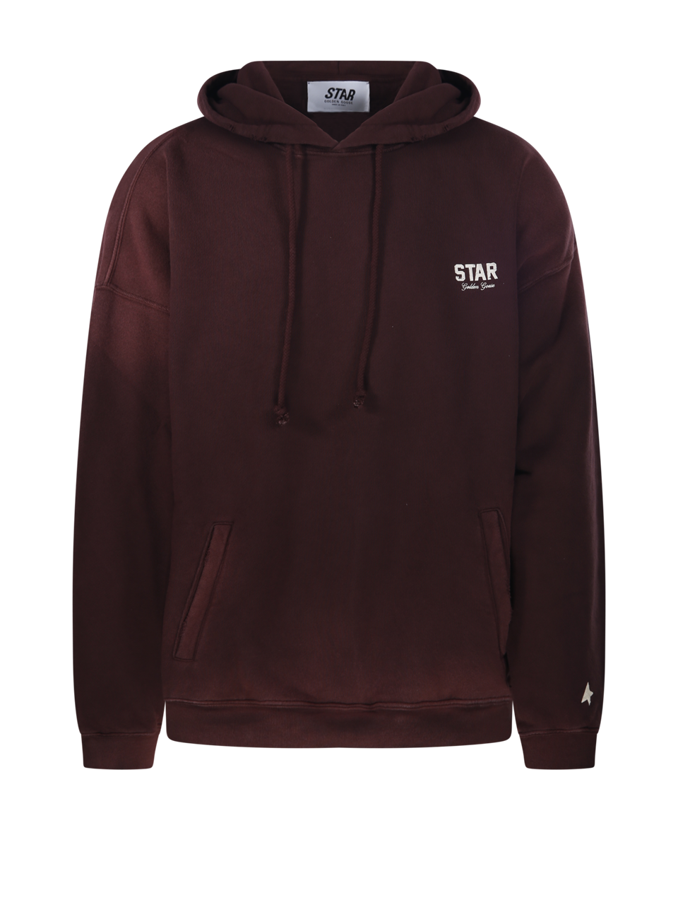 MEN GOLDEN GOOSE RED COTTON STAR UNISEX OVERSIZE HOODIE SWEATSHIRT