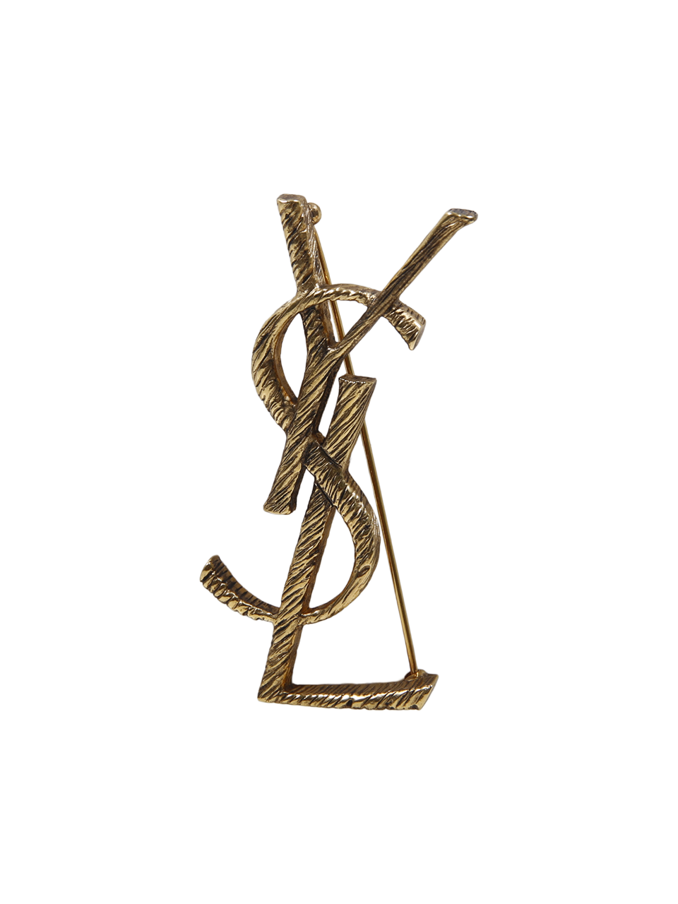 DONNA SAINT LAURENT SPILLA IN OTTONE DORATO YSL TEXTURE SNAKE