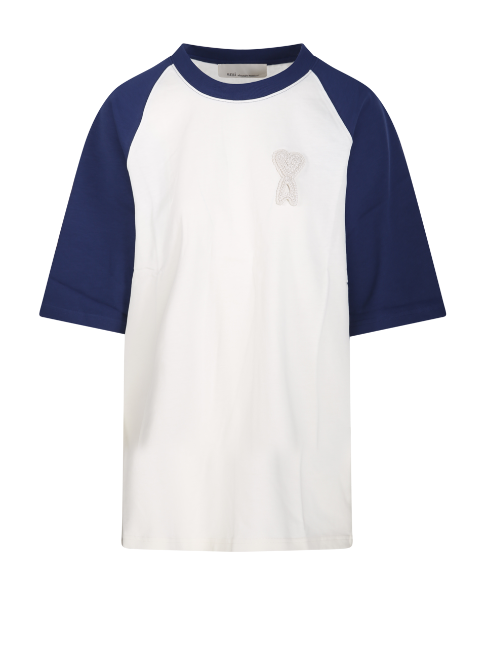 DONNA AMI T-SHIRT BIANCA IN COTONE A MANICHE CORTE