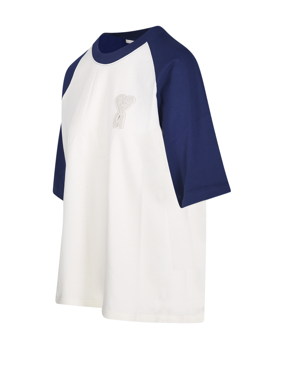 DONNA AMI T-SHIRT BIANCA IN COTONE A MANICHE CORTE