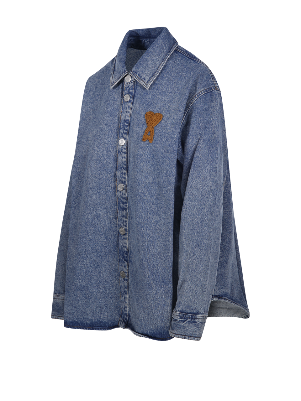 WOMAN AMI BLUE COTTON OVERSHIRT WITH KNITTED ADC