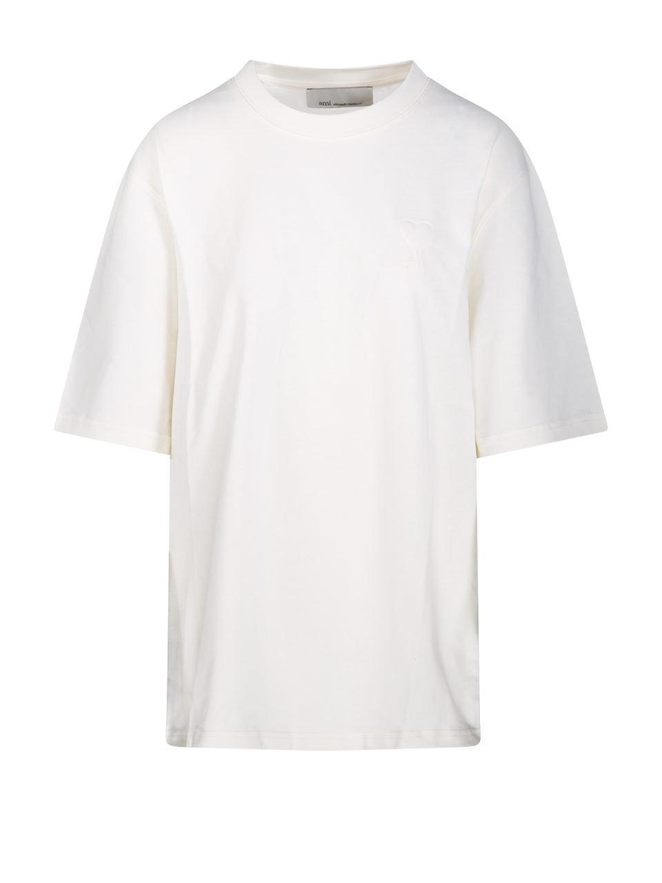 WOMAN AMI WHITE COTTON BIG ADC EMBOSSED T-SHIRT