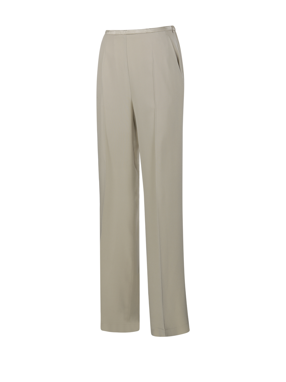 WOMAN FORTE FORTE NUDE ACETATE MATT ENVERS SATIN HIGH WAIST FLAT FRONT PANT