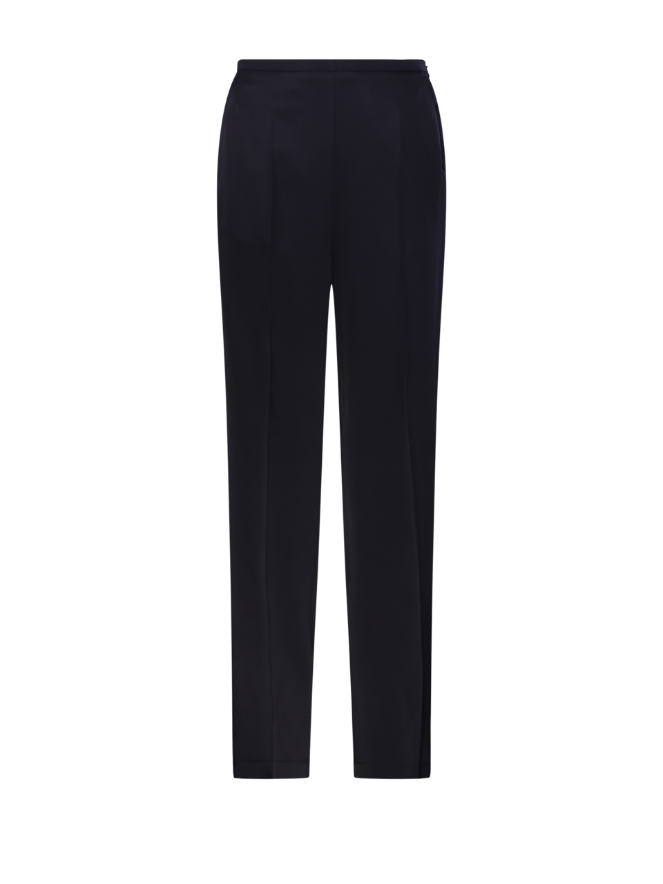 WOMAN FORTE FORTE DARK BLUE ACETATE HIGH WAIST FLAT FRONT PANT