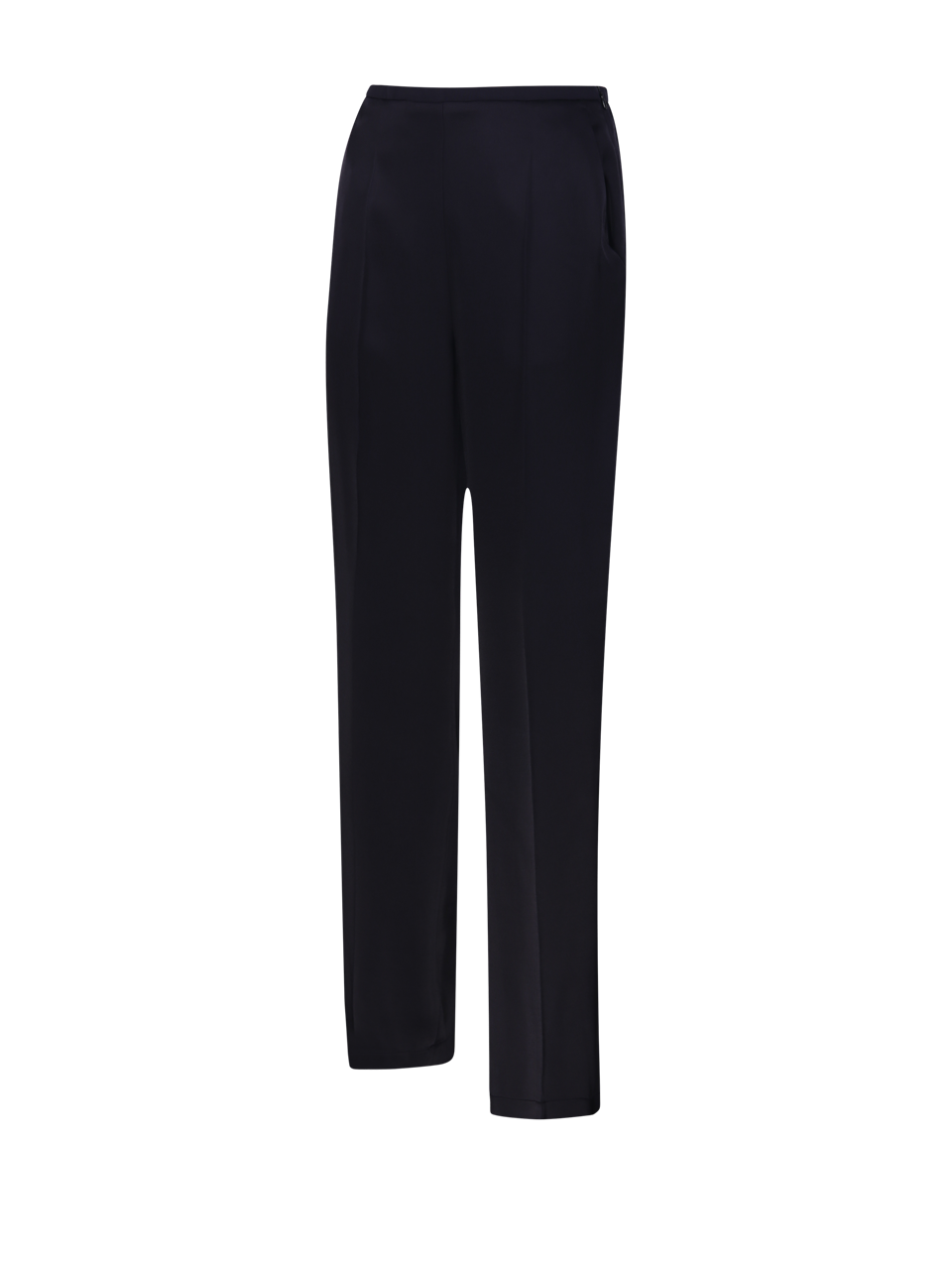 WOMAN FORTE FORTE DARK BLUE ACETATE HIGH WAIST FLAT FRONT PANT