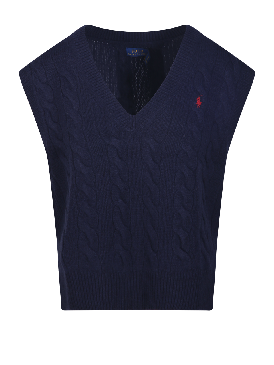 WOMAN RALPH LAUREN BLUE WOOL SLEEVELESS PULLOVER
