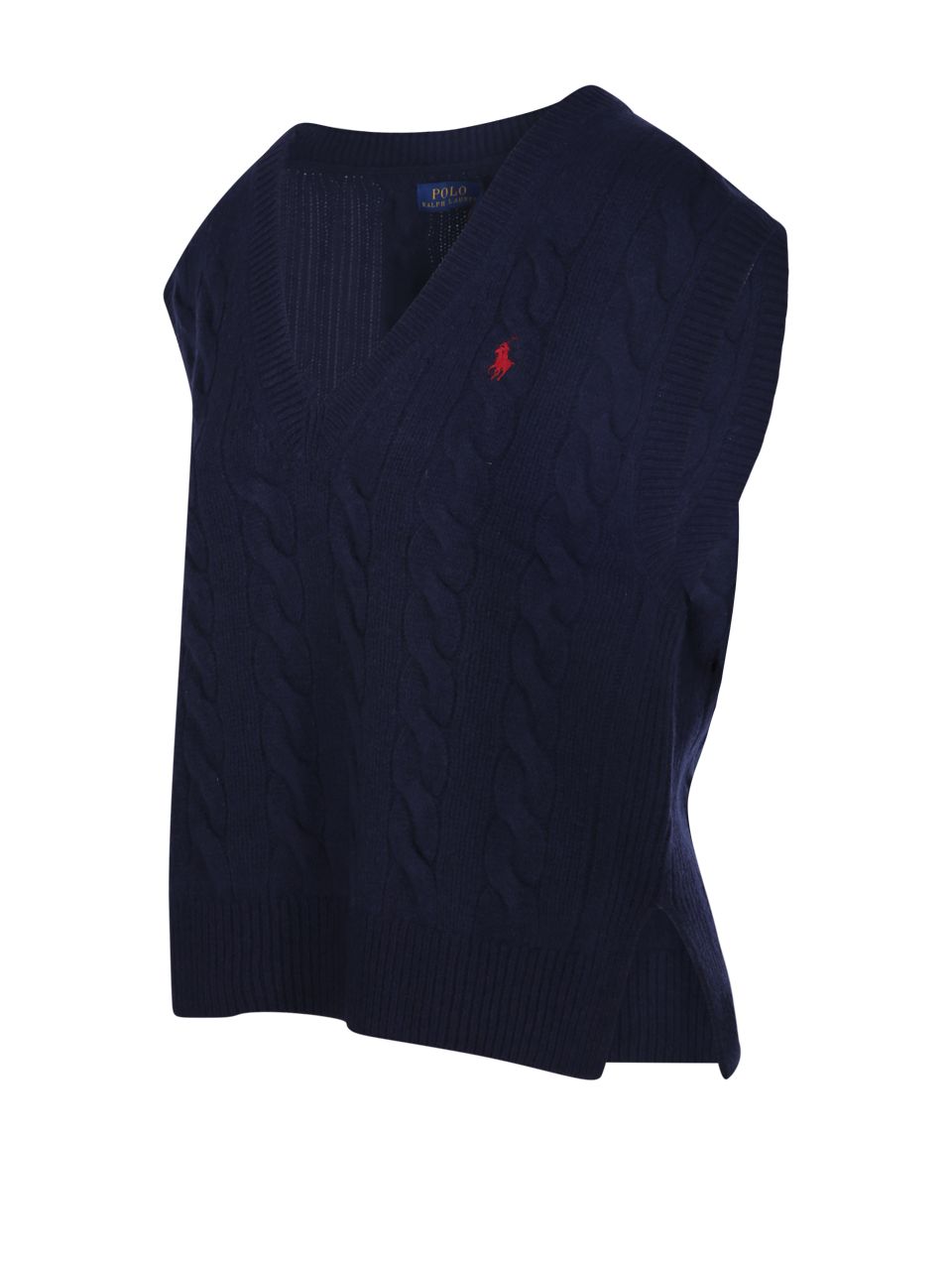 WOMAN RALPH LAUREN BLUE WOOL SLEEVELESS PULLOVER
