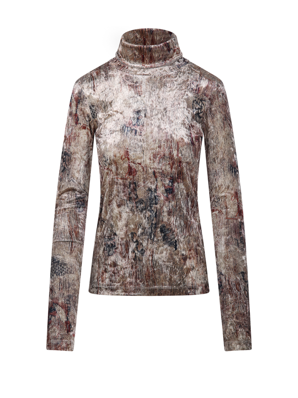 DONNA PIERRE LOUISE MASCIA TOP COLLO ALTO RANAT IN POLIESTERE NUDE