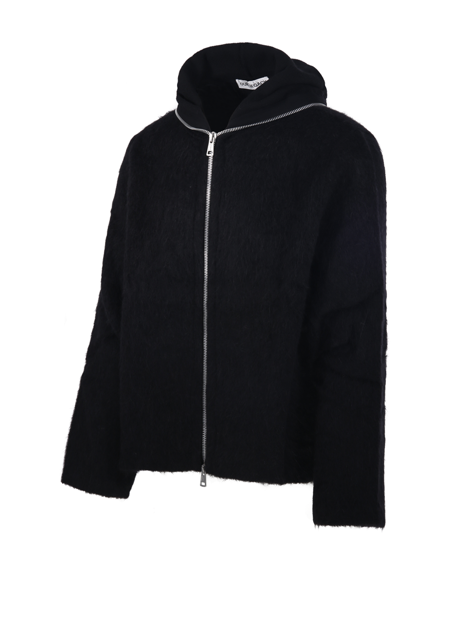 MEN OUR LEGACY BLACK WOOL FULL ZIP HOOD SWEATER