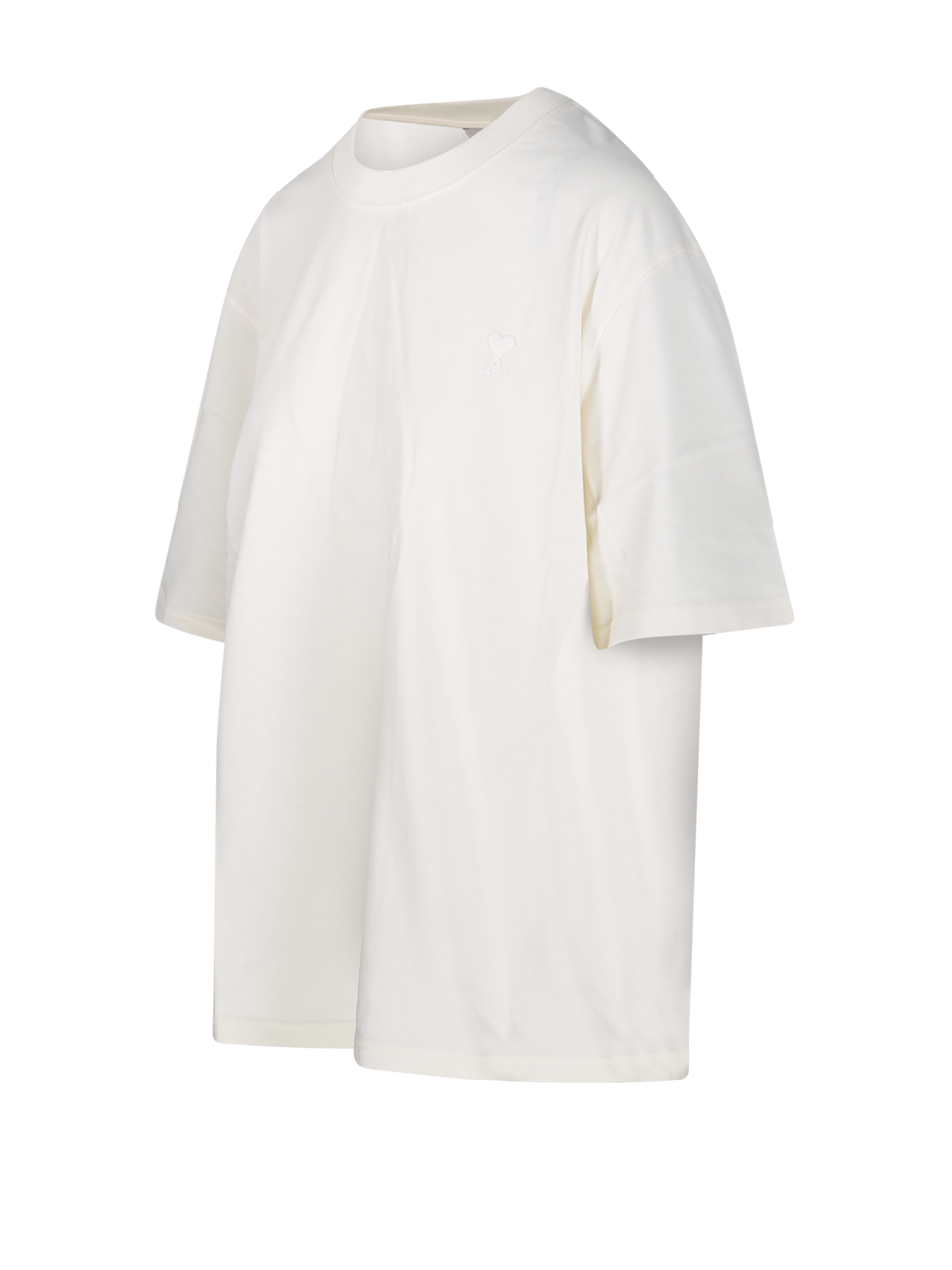 WOMAN AMI WHITE COTTON SMALL EMBOSSED ADC T-SHIRT