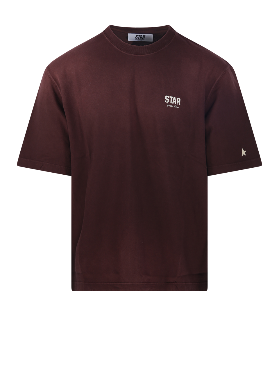 MEN GOLDEN GOOSE BORDEAUX COTTON STAR UNISEX RELAXED FIT T-SHIRT