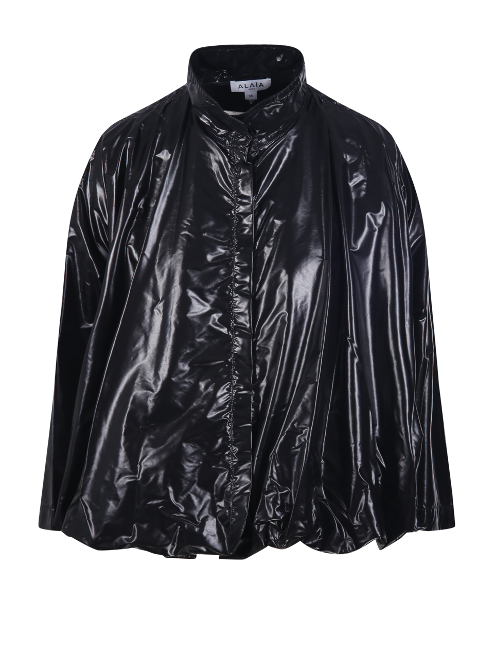 WOMAN ALAIA BLACK POLYAMIDE DRAPED JACKET