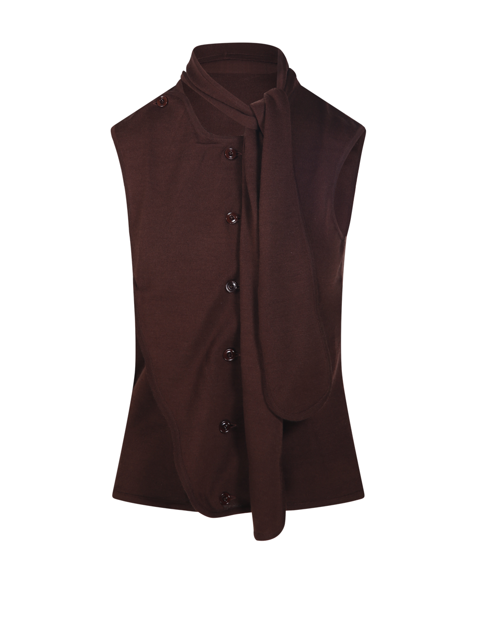 WOMAN LEMAIRE BROWN WOOL ASYMMETRICAL VEST