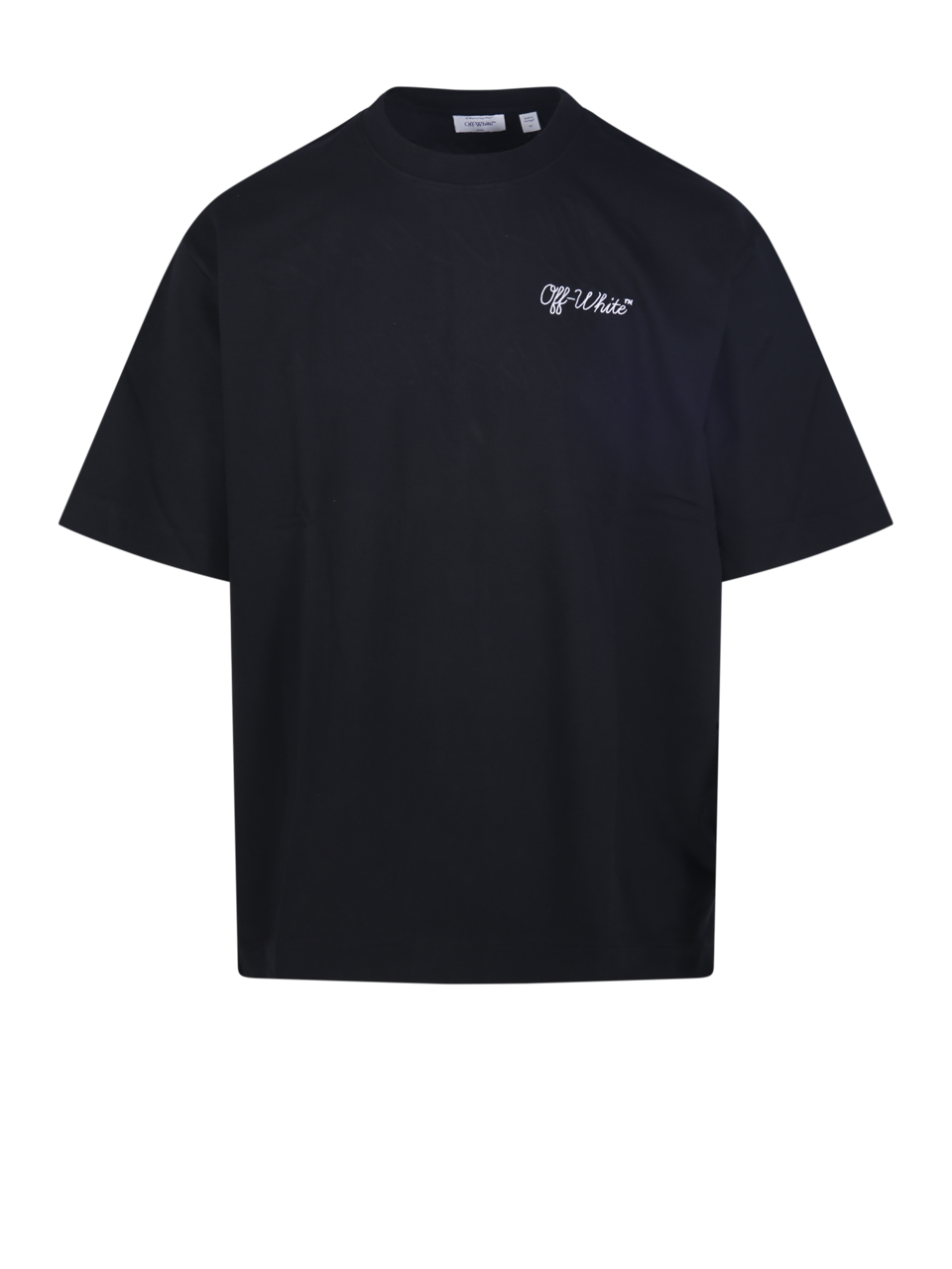 MEN OFF-WHITE BLACK COTTON SCRIPT LOGO SKATE S/S TEE