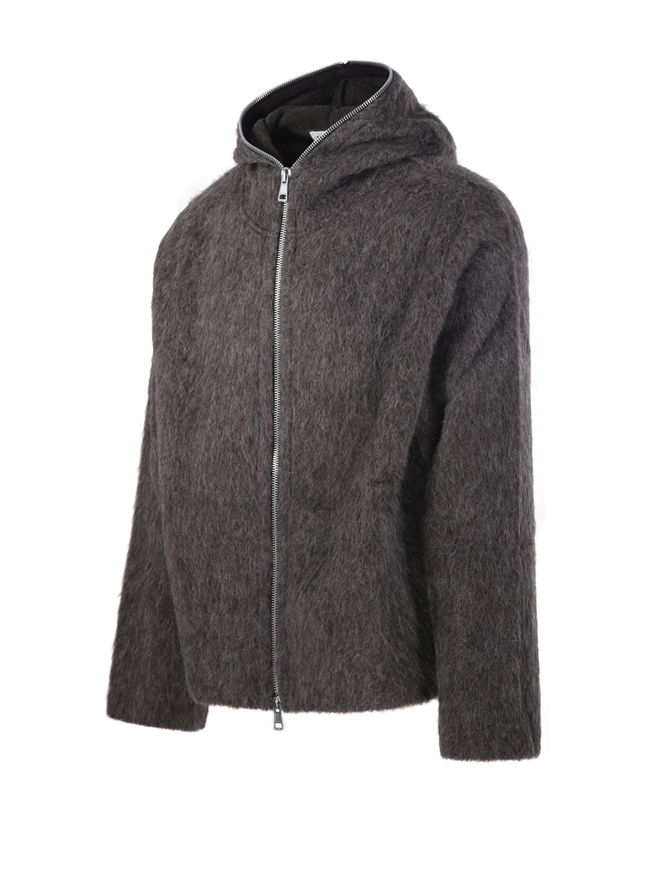 MEN OUR LEGACY GREY WOOL FULL ZIP HOOD SWEATER