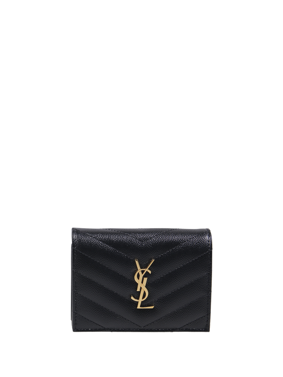 DONNA SAINT LAURENT PORTACARTE CON PATELLA IN PELLE NERA
