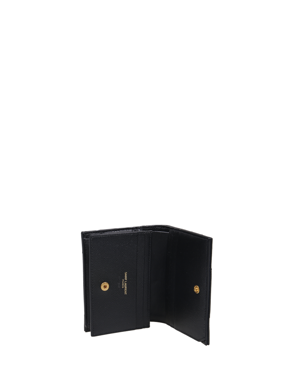 DONNA SAINT LAURENT PORTACARTE CON PATELLA IN PELLE NERA