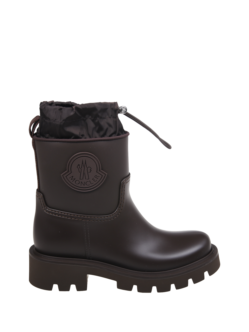 DONNA MONCLER STIVALE DA PIOGGIA ALTO KICKSTREAM IN PVC MARRONE 