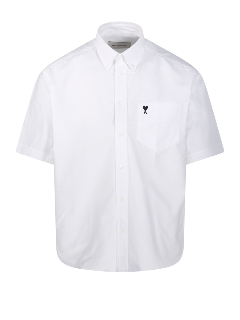 UOMO AMI CAMICIA A MANICHE CORTE BIANCOA IN COTONE 