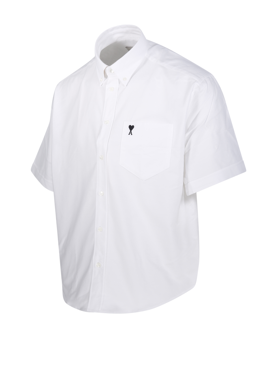 UOMO AMI CAMICIA A MANICHE CORTE BIANCOA IN COTONE 