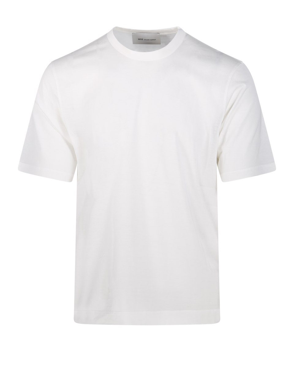 MEN AMI WHITE COTTON CLASSIC FIT S/S T-SHIRT WITH ADC PATCH
