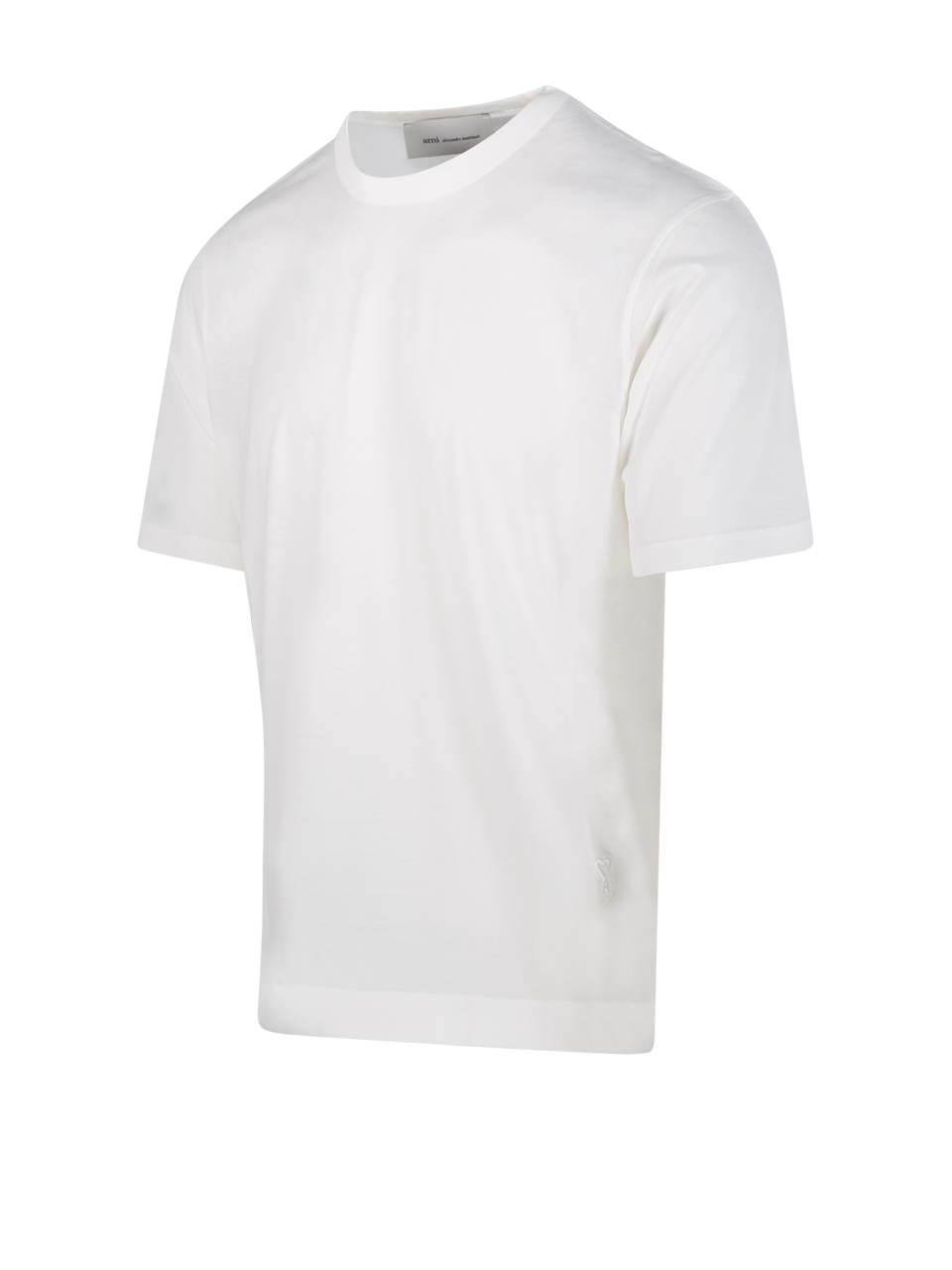 MEN AMI WHITE COTTON CLASSIC FIT S/S T-SHIRT WITH ADC PATCH