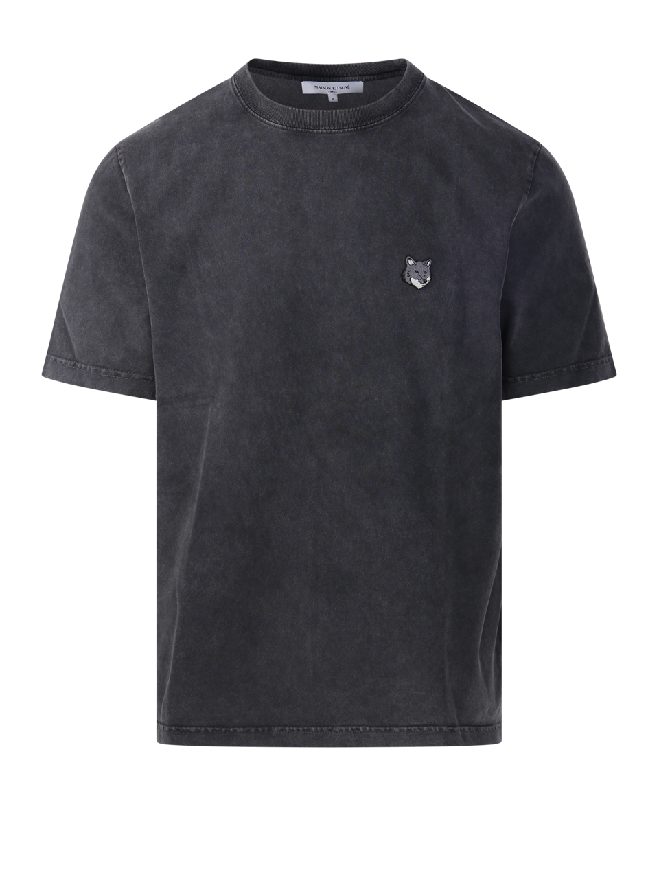 MEN MAISON KITSUNE BLACK ORGANIC COTTON FOX HEAD FADED COMFORT TEE-SHIRT