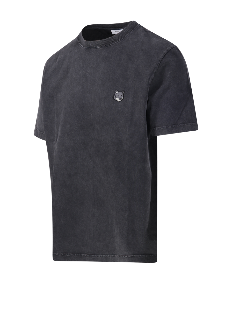 MEN MAISON KITSUNE BLACK ORGANIC COTTON FOX HEAD FADED COMFORT TEE-SHIRT