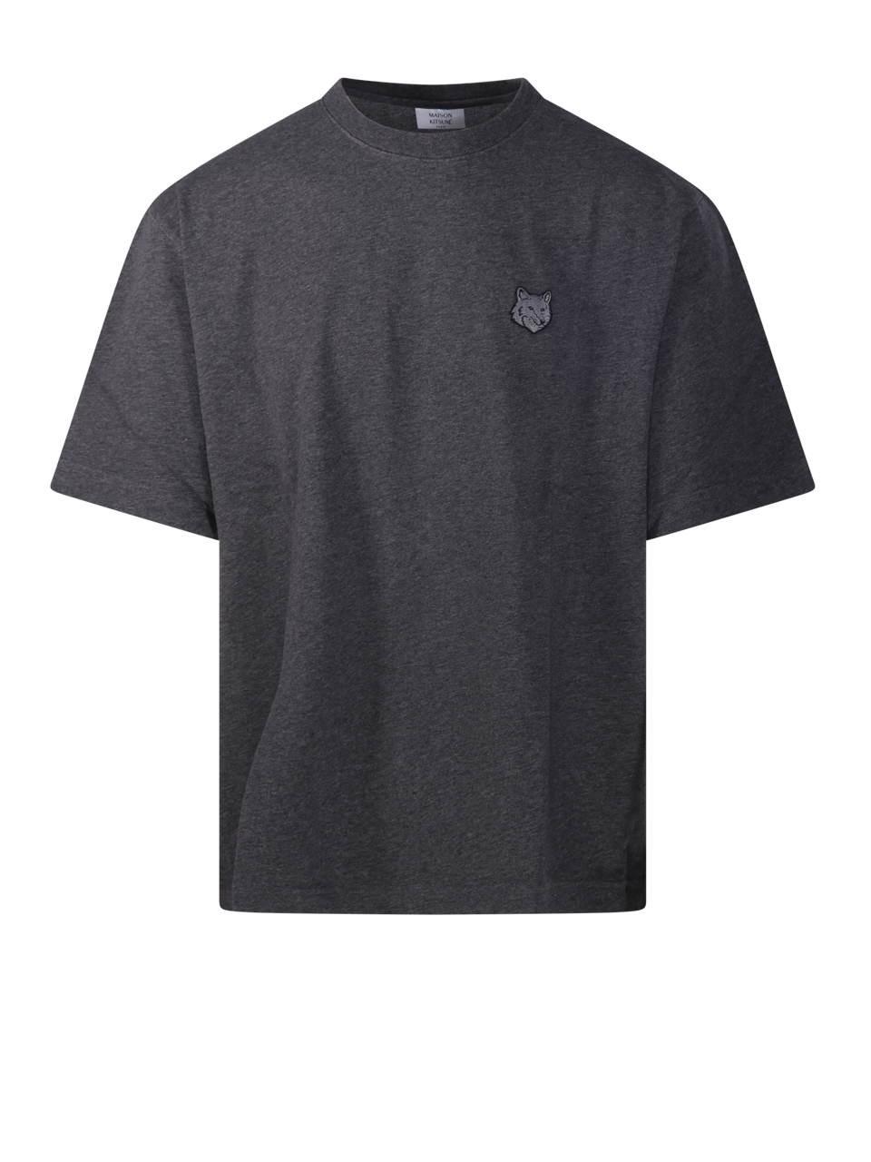 MEN MAISON KITSUNE GREY ORGANIC COTTON FOX HEAD OVERSIZE TEE-SHIRT