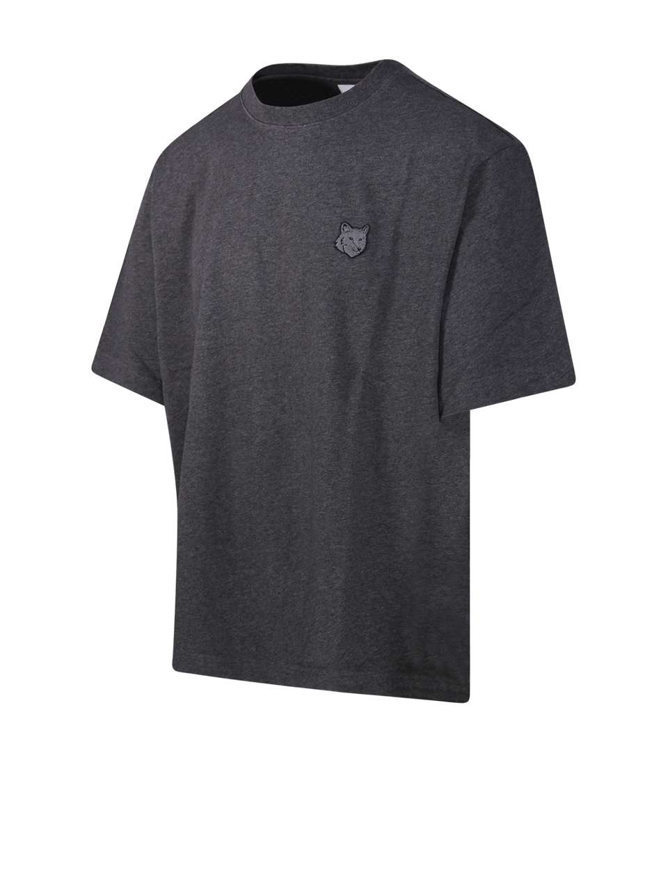 MEN MAISON KITSUNE GREY ORGANIC COTTON FOX HEAD OVERSIZE TEE-SHIRT