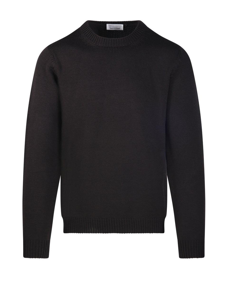 UOMO ROBERTO COLLINA MAGLIONE GIROCOLLO IN LANA MERINO MARRONE 