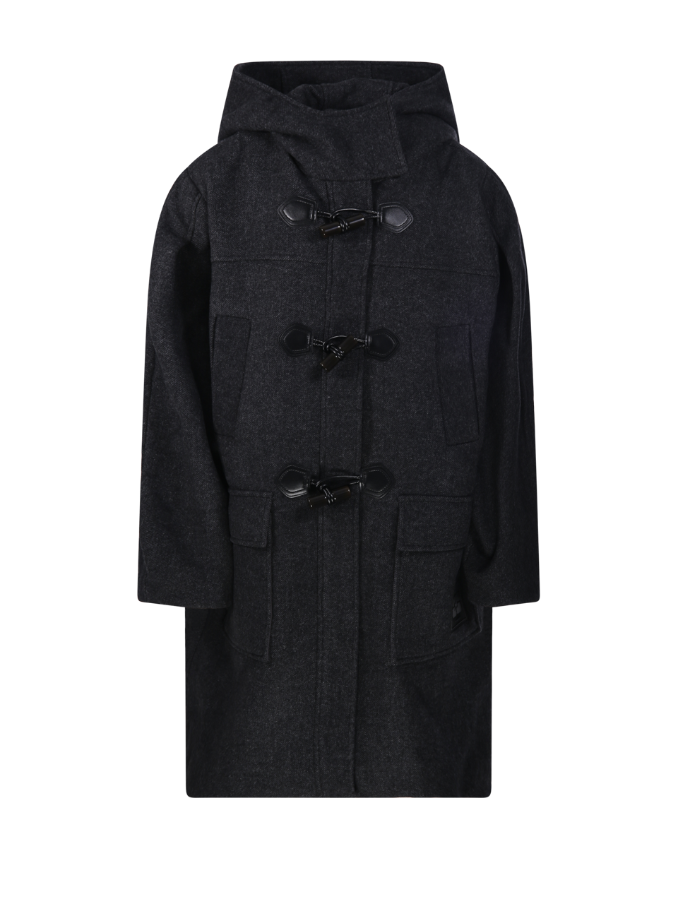 WOMAN GANNI BLACK WOOL PEACOAT WOOL DUFFLE COAT
