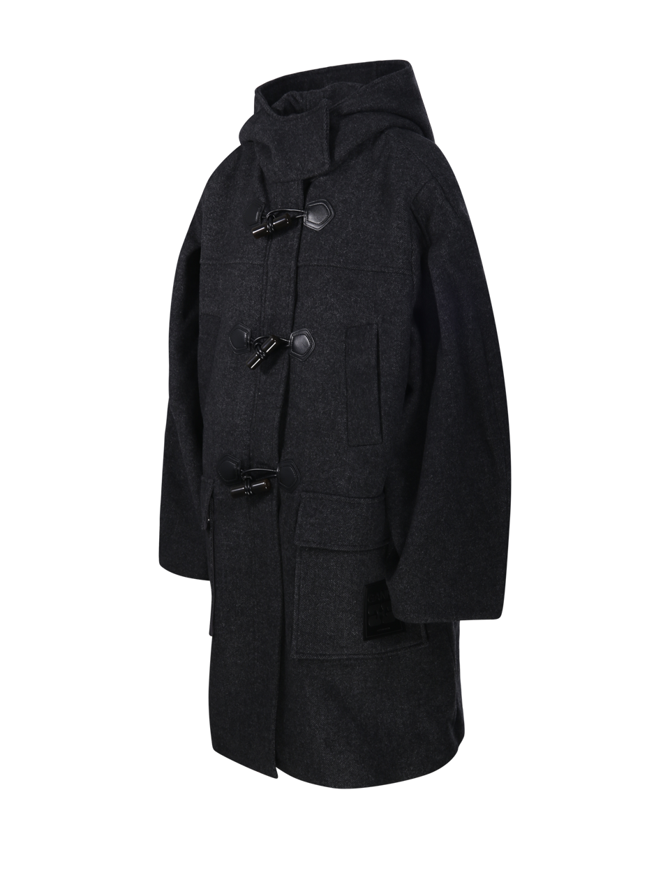 WOMAN GANNI BLACK WOOL PEACOAT WOOL DUFFLE COAT